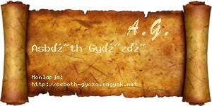 Asbóth Győző névjegykártya